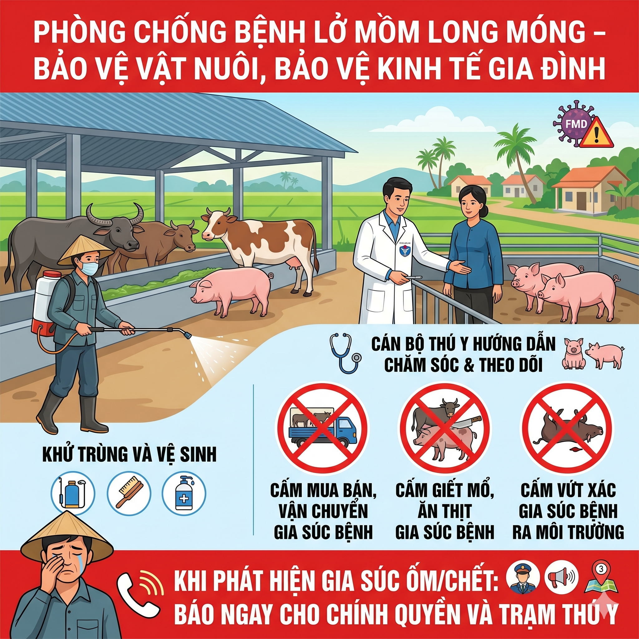 Chủ động phòng, chống bệnh Lở mồm long móng – Bảo vệ đàn vật nuôi