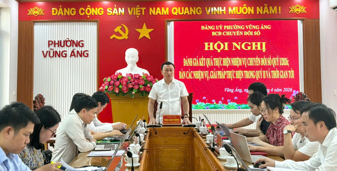 PHƯỜNG VŨNG ÁNG TỔ CHỨC HỘI NGHỊ GIAO BAN ĐÁNH GIÁ KẾT QUẢ CHUYỂN ĐỔI SỐ QUÝ I NĂM 2026