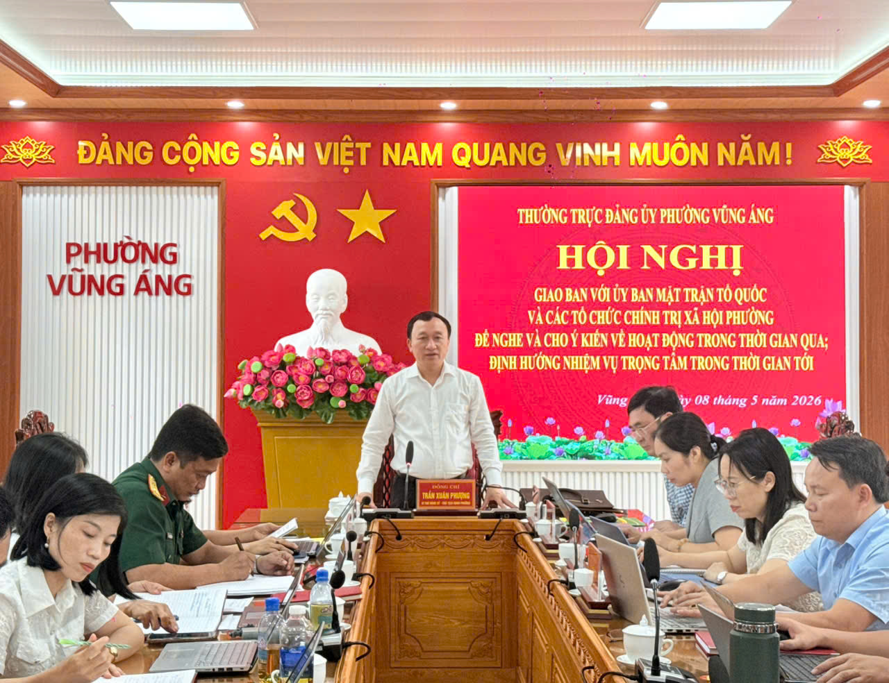 THƯỜNG TRỰC ĐẢNG ỦY PHƯỜNG VŨNG ÁNG TỔ CHỨC HỘI NGHỊ GIAO BAN VỚI ỦY BAN MTTQ PHƯỜNG VÀ CÁC TỔ CHỨC CHÍNH TRỊ - XÃ HỘI PHƯỜNG