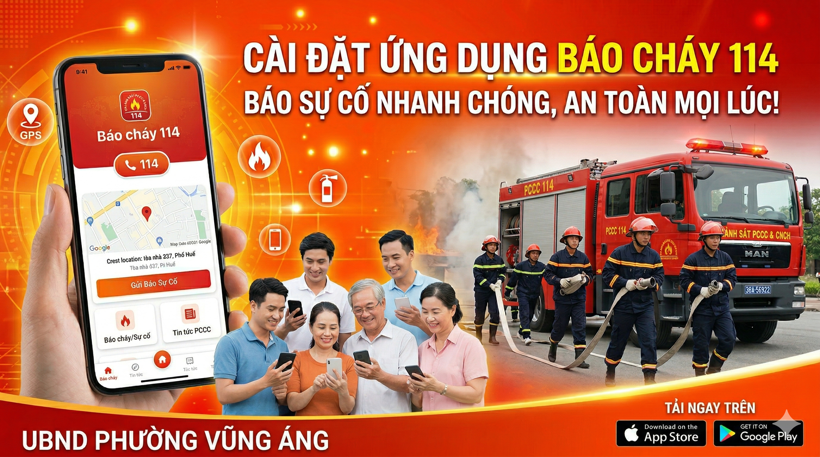 CÀI ĐẶT ỨNG DỤNG “BÁO CHÁY 114” – CHỦ ĐỘNG BẢO VỆ AN TOÀN CHO MỖI GIA ĐÌNH 