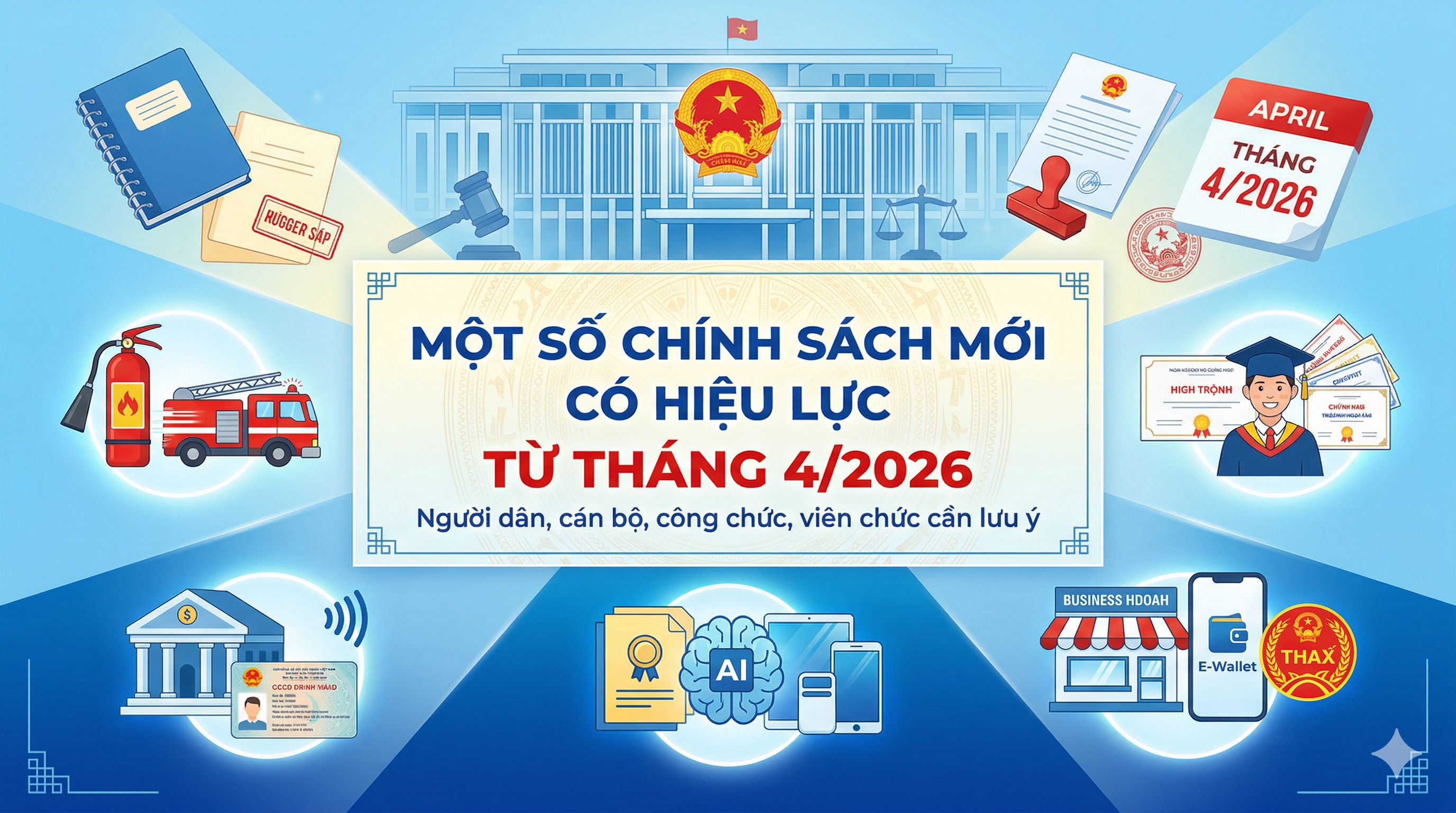MỘT SỐ CHÍNH SÁCH MỚI CÓ HIỆU LỰC TỪ THÁNG 4/2026