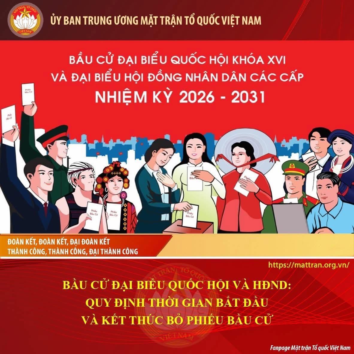 BẦU CỬ ĐẠI BIỂU QUỐC HỘI VÀ HĐND CÁC CẤP: QUY ĐỊNH THỜI GIAN BẮT ĐẦU VÀ KẾT THÚC BỎ PHIẾU BẦU CỬ