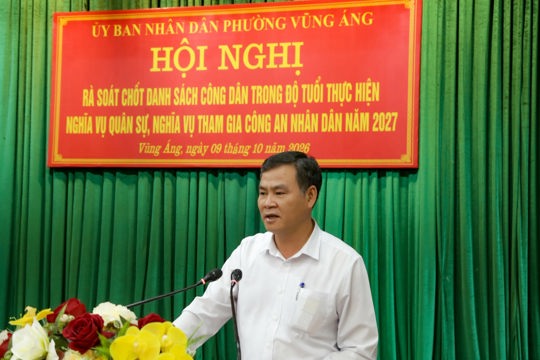 Hội đồng Nghĩa vụ quân sự phường Vũng Áng triển khai công tác tuyển chọn, gọi công dân nhập ngũ và thực hiện nghĩa vụ tham gia Công an nhân dân năm 2027.
