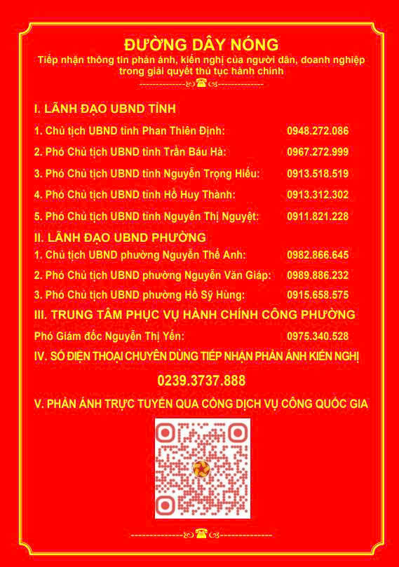 ĐƯỜNG DÂY NÓNG Tiếp nhận thông tin phản ánh, kiến nghị của người dân, doanh nghiệp trong giải quyết thủ tục hành chính