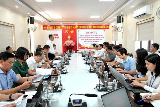 Đoàn kiểm tra của Bộ Nội vụ kiểm tra kết quả thực hiện các quy định về thi đua khen thưởng, lao động việc làm, phân cấp quản lý nhà nước lĩnh vực Nội vụ.
